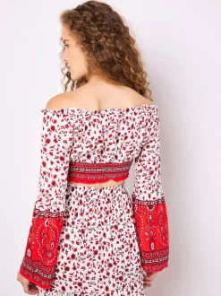 Apricot Damen Bluse in weiß rot - Ärmel: langarm