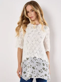 Apricot Damen Blusenshirt in weiß - Ärmel: Halbarm