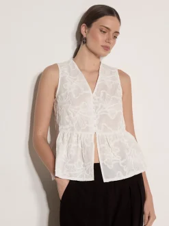 Apricot Damen Blusentop in weiß - Ärmel: ohne Arm
