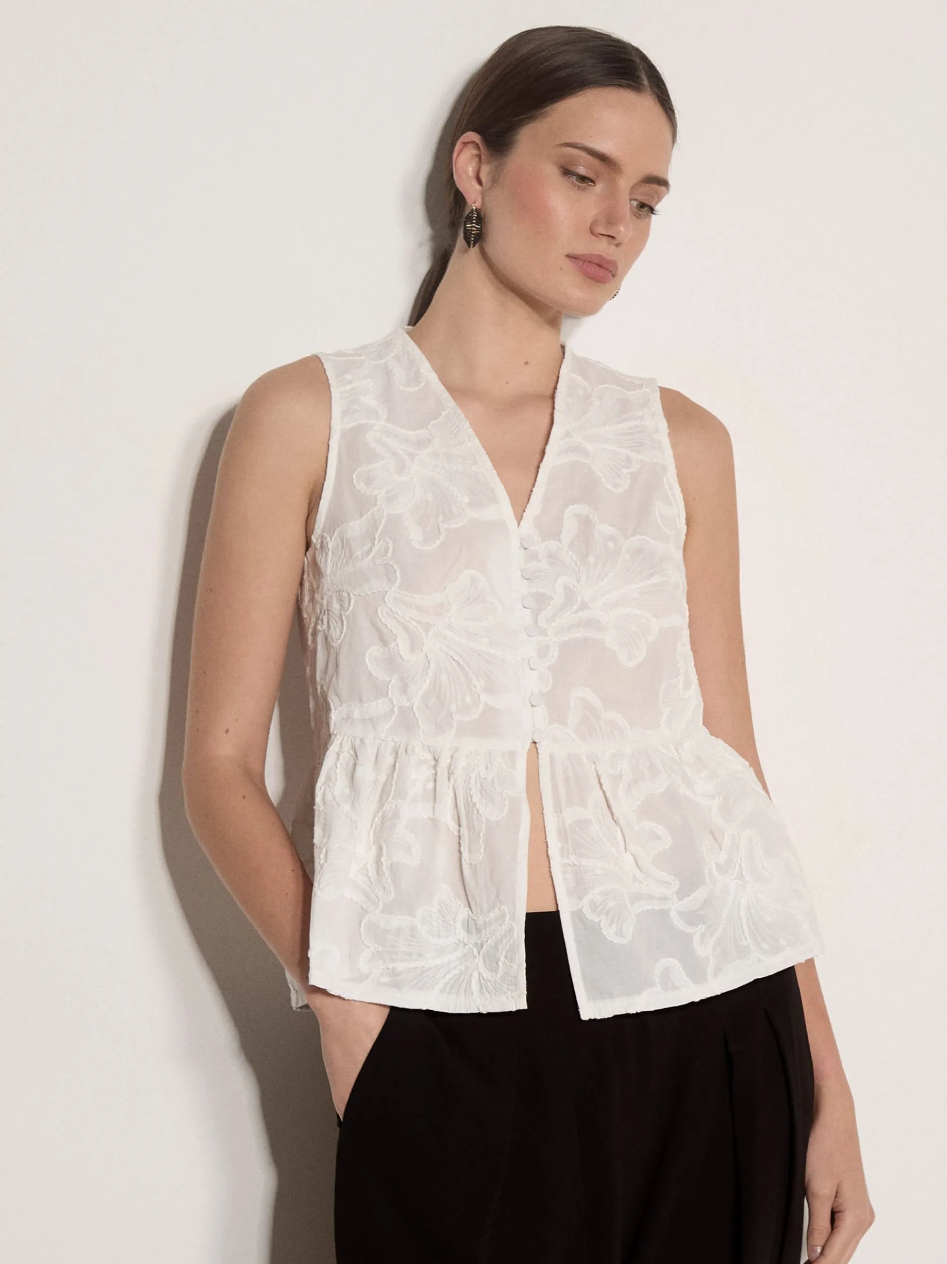 Apricot Damen Blusentop in weiß - Ärmel: ohne Arm