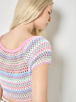 Apricot Damen Crop Top in mehrfarbig - Ärmel: extra kurz