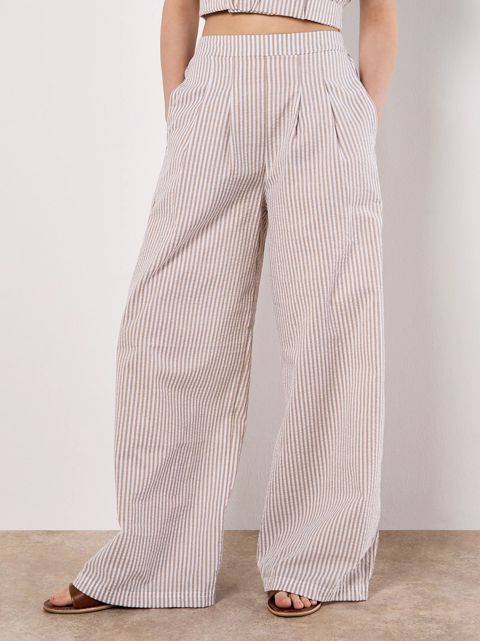 Apricot Damen Hose in beige weiß - Länge: lang