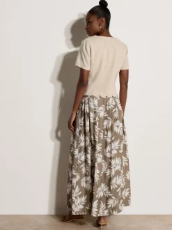 Apricot Damen Hose in taupe weiß - Länge: midi