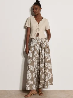 Apricot Damen Hose in taupe weiß - Länge: midi