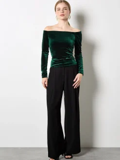 Apricot Damen Langarmshirt in grün - Ausschnitt: Carmen