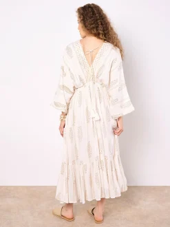 Apricot Damen Maxikleid in beige ecru - Länge: midi