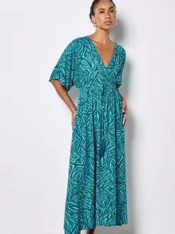 Apricot Damen Maxikleid in blau türkis - Länge: lang