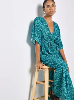 Apricot Damen Maxikleid in blau türkis - Länge: lang