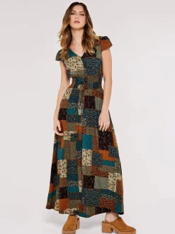 Apricot Damen Maxikleid in braun mehrfarbig