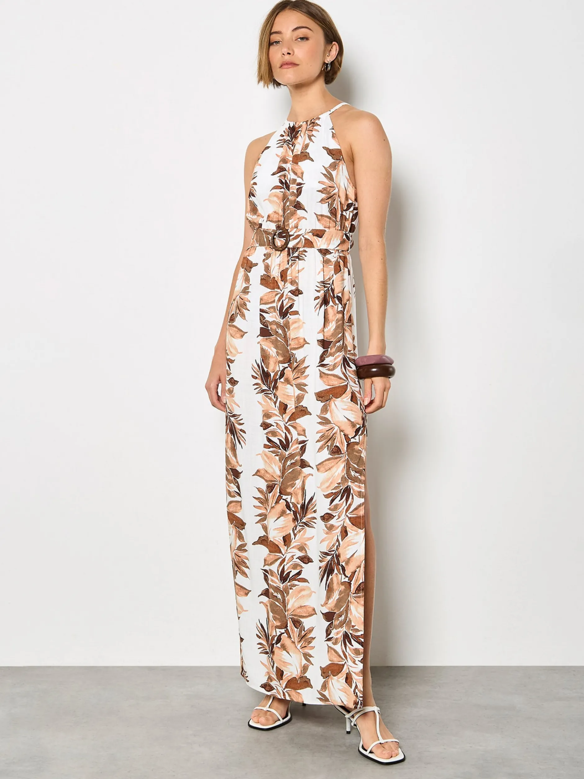 Apricot Damen Maxikleid in ecru weiß - Länge: lang