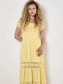 Apricot Damen Maxikleid in gelb - Länge: lang