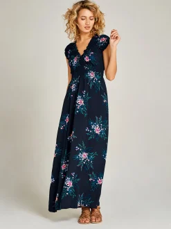 Apricot Damen Maxikleid in marine blau - Länge: lang