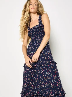 Apricot Damen Maxikleid in marine blau - Länge: lang