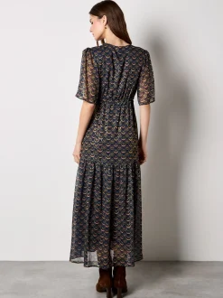 Apricot Damen Maxikleid in marine blau - Länge: midi