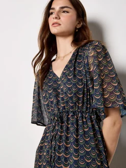 Apricot Damen Maxikleid in marine blau - Länge: midi