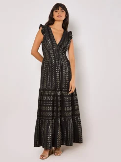 Apricot Damen Maxikleid in schwarz - Länge: lang