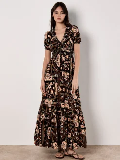 Apricot Damen Maxikleid in schwarz - Länge: lang