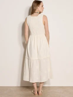 Apricot Damen Midikleid in beige ecru - Länge: midi
