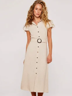 Apricot Damen Midikleid in beige - Länge: midi