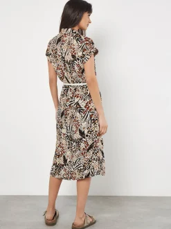 Apricot Damen Midikleid in beige mehrfarbig