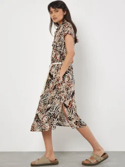 Apricot Damen Midikleid in beige mehrfarbig