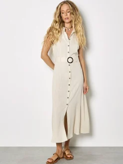 Apricot Damen Midikleid in beige - Länge: midi