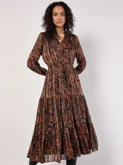 Apricot Damen Midikleid in braun schwarz - Länge: lang