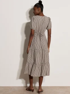 Apricot Damen Midikleid in braun weiß - Länge: midi
