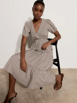 Apricot Damen Midikleid in braun weiß - Länge: midi