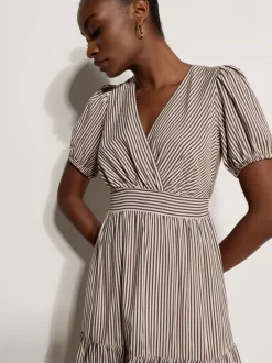 Apricot Damen Midikleid in braun weiß - Länge: midi