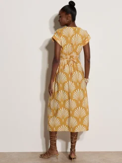Apricot Damen Midikleid in gelb - Länge: midi