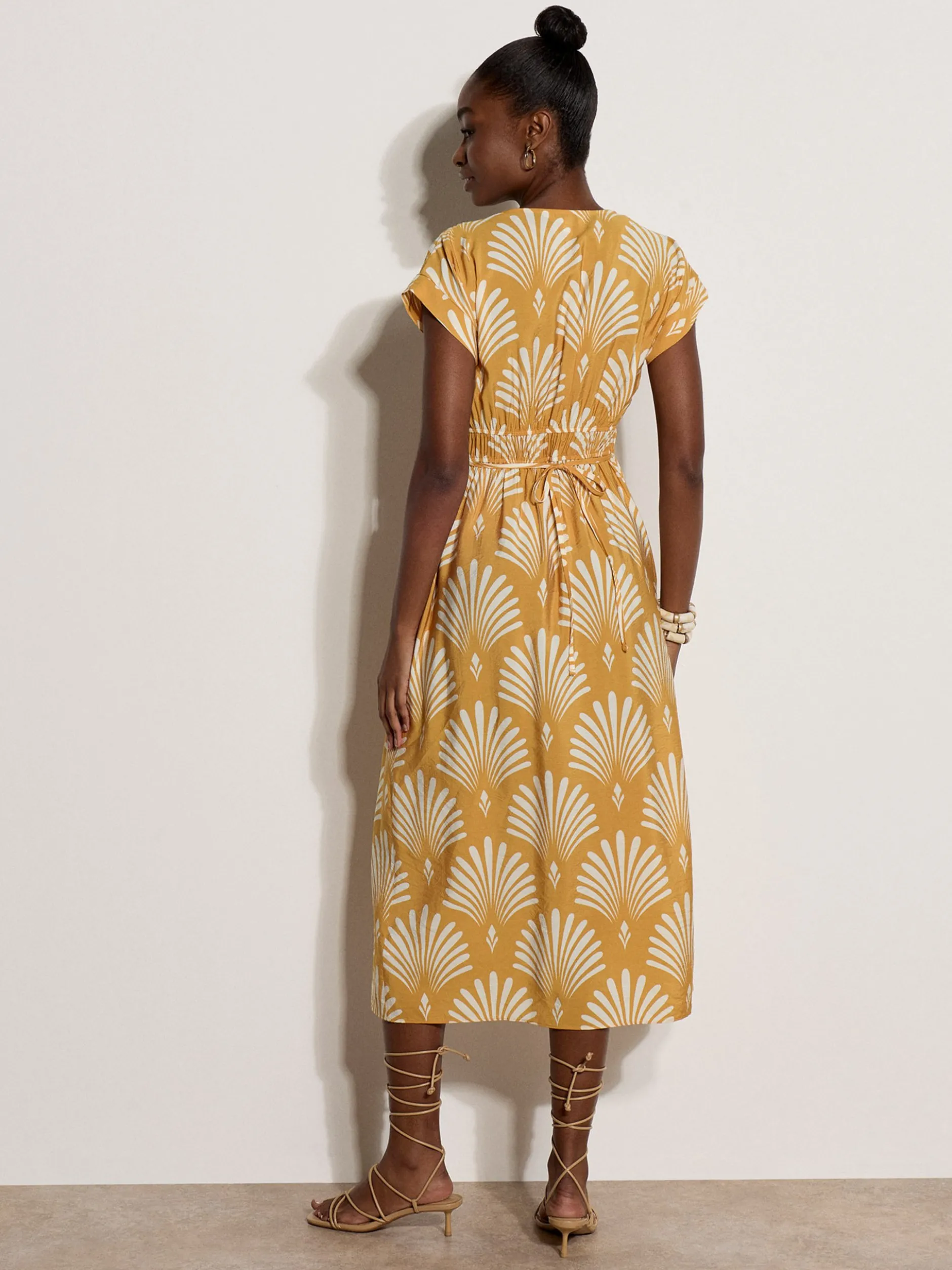 Apricot Damen Midikleid in gelb - Länge: midi