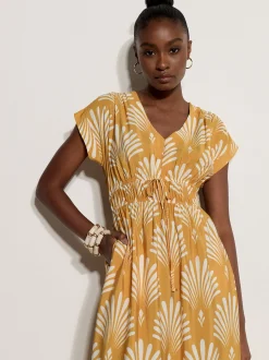 Apricot Damen Midikleid in gelb - Länge: midi