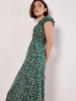Apricot Damen Midikleid in grün - Länge: midi