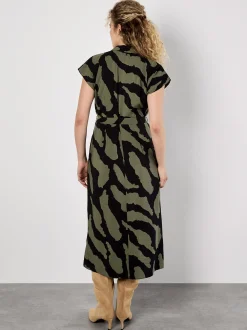 Apricot Damen Midikleid in grün khaki - Länge: midi
