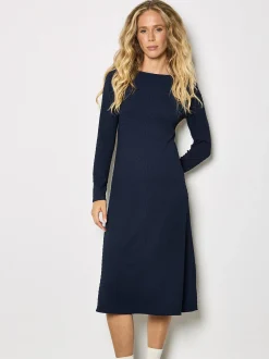 Apricot Damen Midikleid in marine blau - Länge: midi