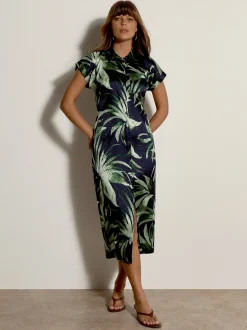 Apricot Damen Midikleid in marine - Länge: midi