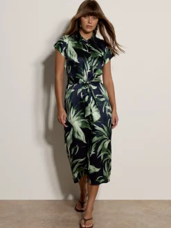 Apricot Damen Midikleid in marine - Länge: midi