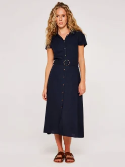 Apricot Damen Midikleid in marine - Länge: midi