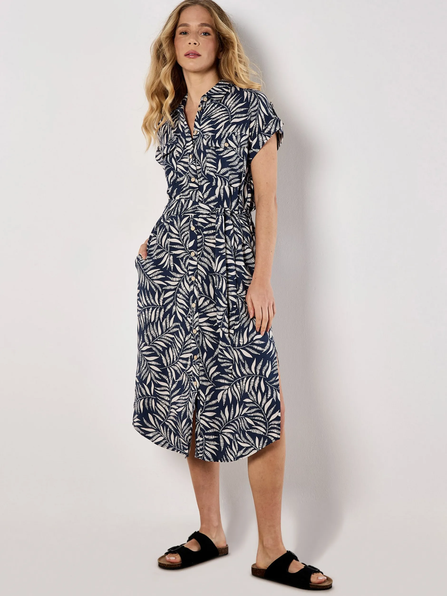Apricot Damen Midikleid in marine - Länge: midi