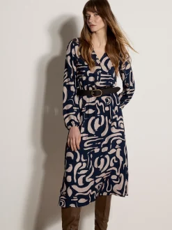 Apricot Damen Midikleid in marine blau - Länge: midi