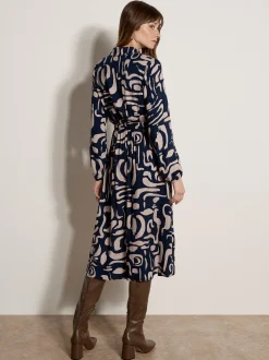 Apricot Damen Midikleid in marine blau - Länge: midi