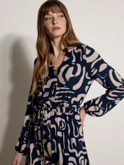 Apricot Damen Midikleid in marine blau - Länge: midi