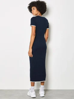 Apricot Damen Midikleid in marine blau - Länge: midi