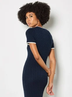 Apricot Damen Midikleid in marine blau - Länge: midi