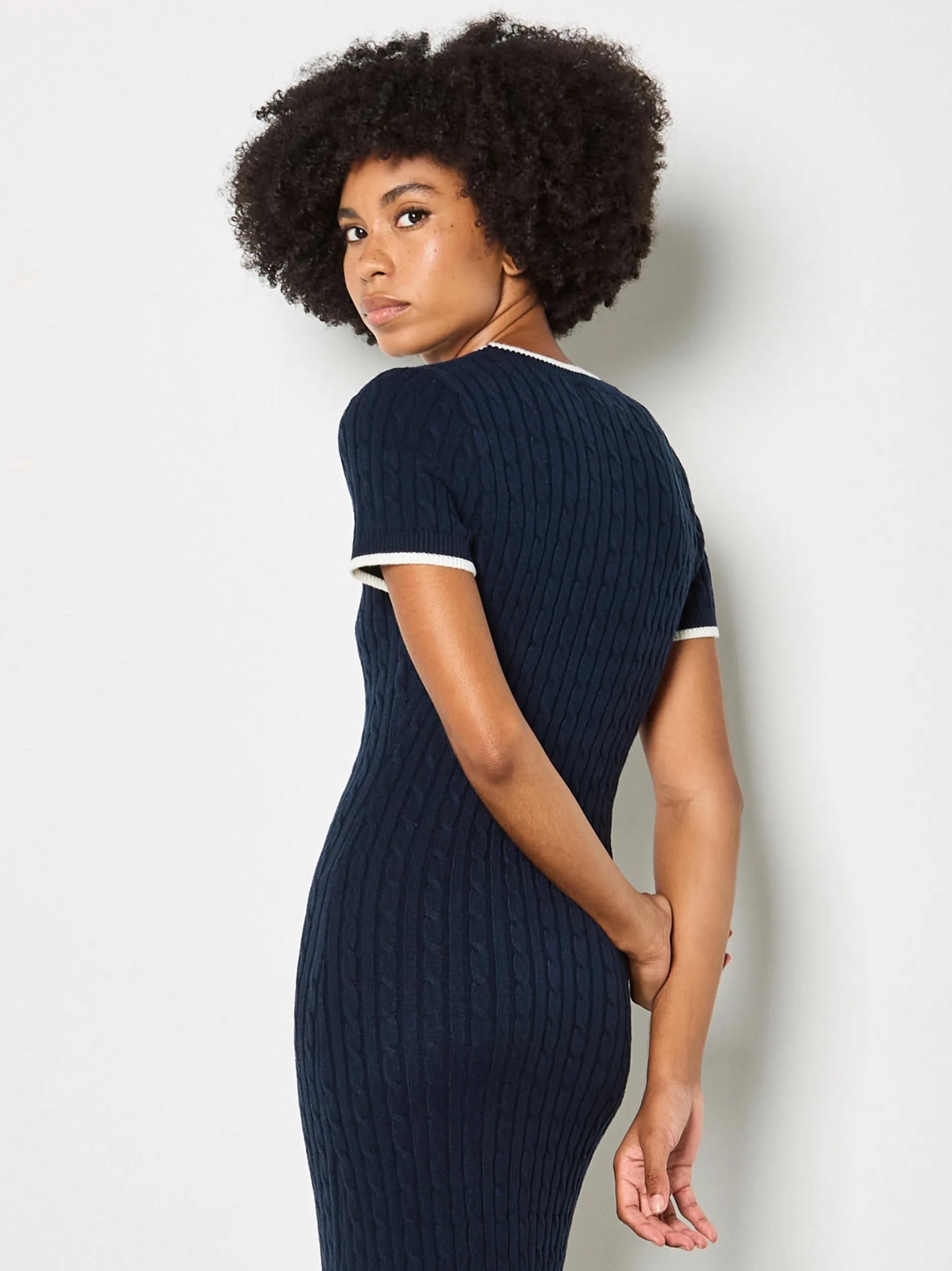 Apricot Damen Midikleid in marine blau - Länge: midi