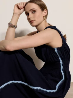 Apricot Damen Midikleid in marine blau - Länge: midi