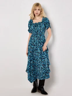 Apricot Damen Midikleid in marine mehrfarbig