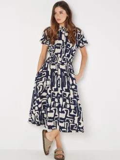 Apricot Damen Midikleid in marine blau - Länge: midi
