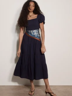 Apricot Damen Midikleid in marine - Länge: midi